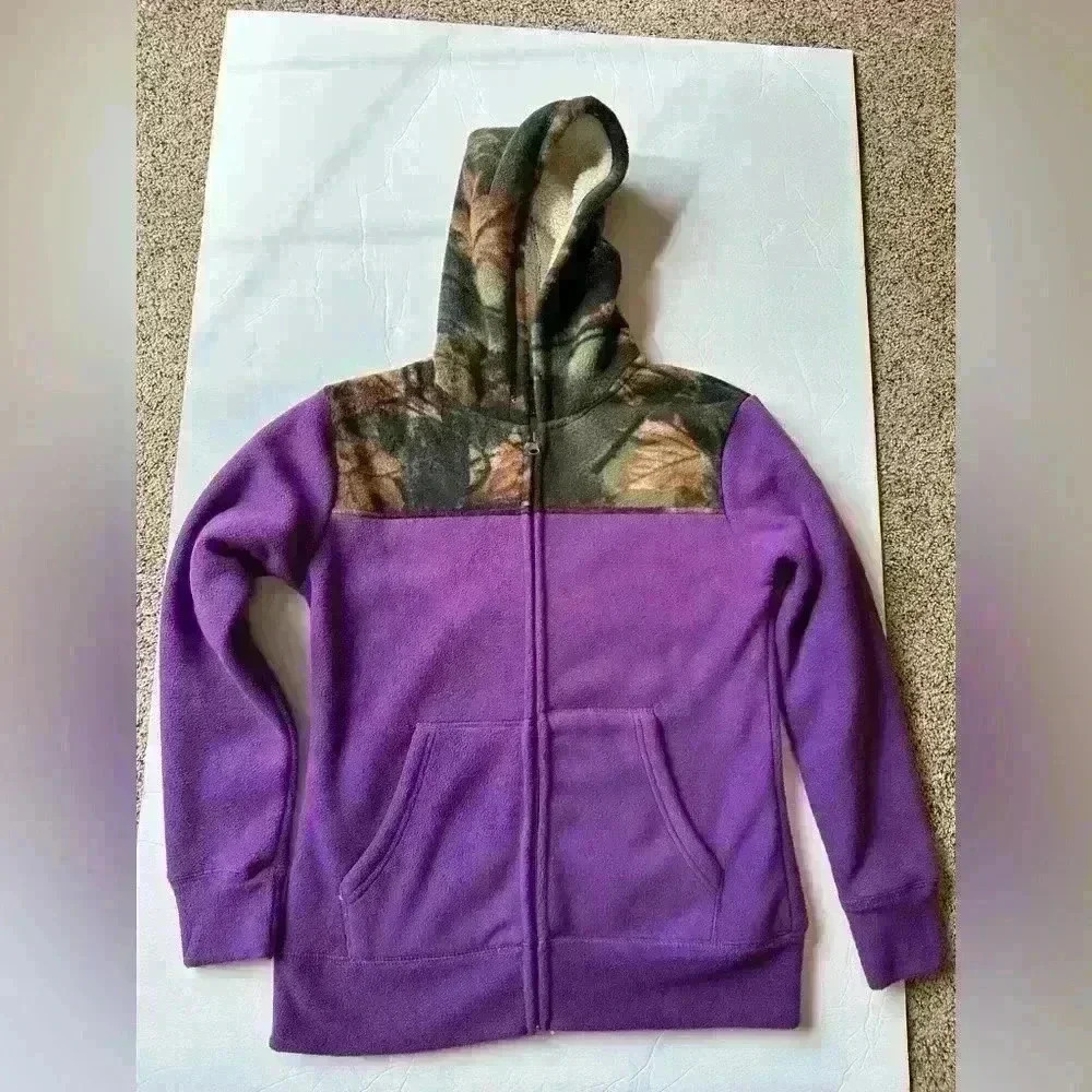 Trail Crest Hooded‎ Camo Purple Fleece Jacket XSmall Women’s